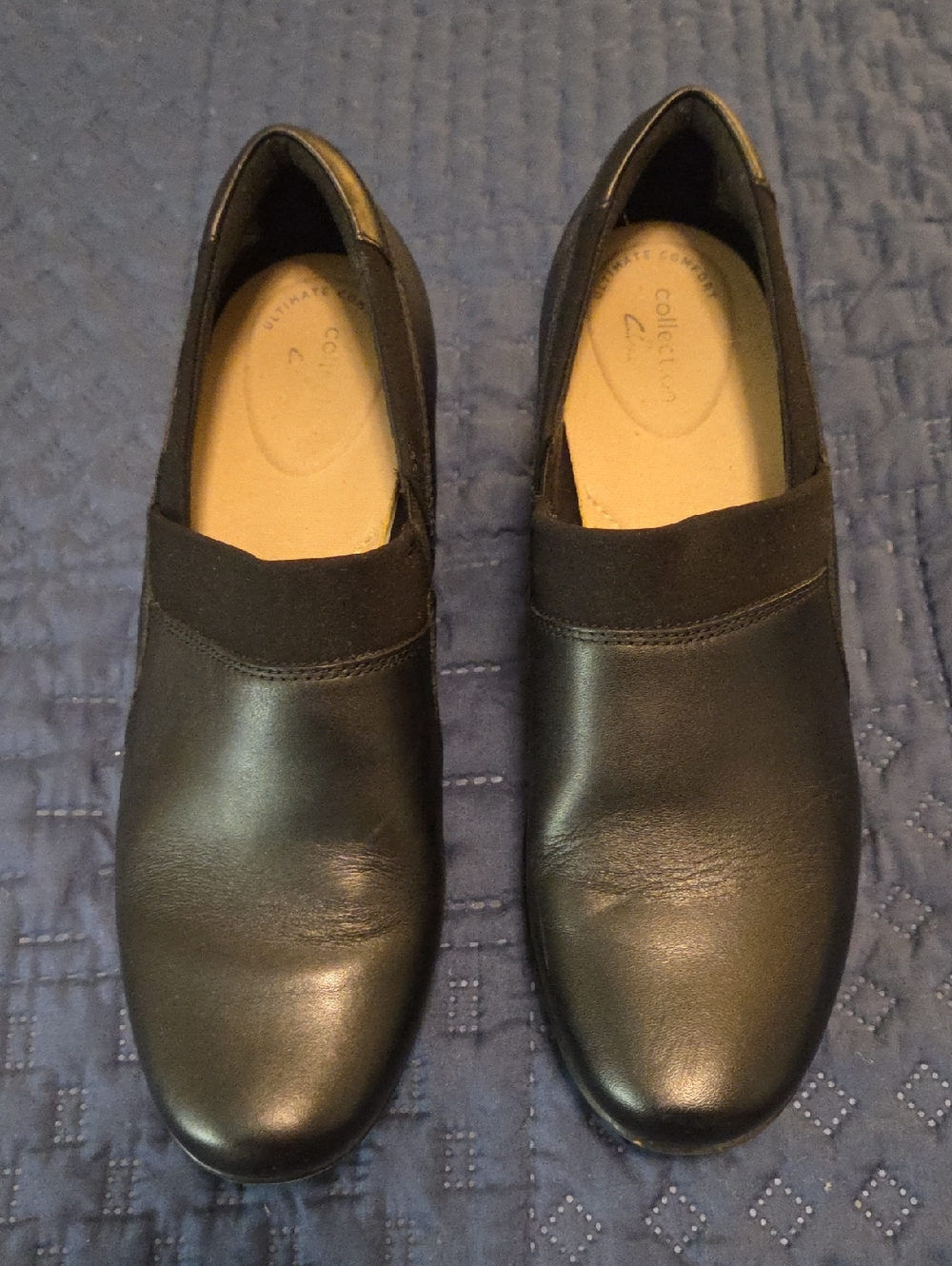 EUC CLARKS Black Slip-On WOMEN'S Dress Shoes - Comfortable Professional Style